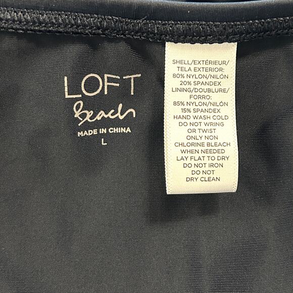 LOFT Beach Tankini Top Size L Navy Blue Ruched Padded Cups New Without Tags - Picture 4 of 4